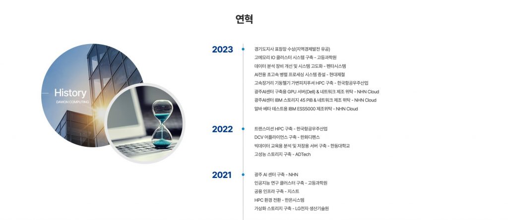 2016년부터 이어진 다원컴퓨팅의 연혁
